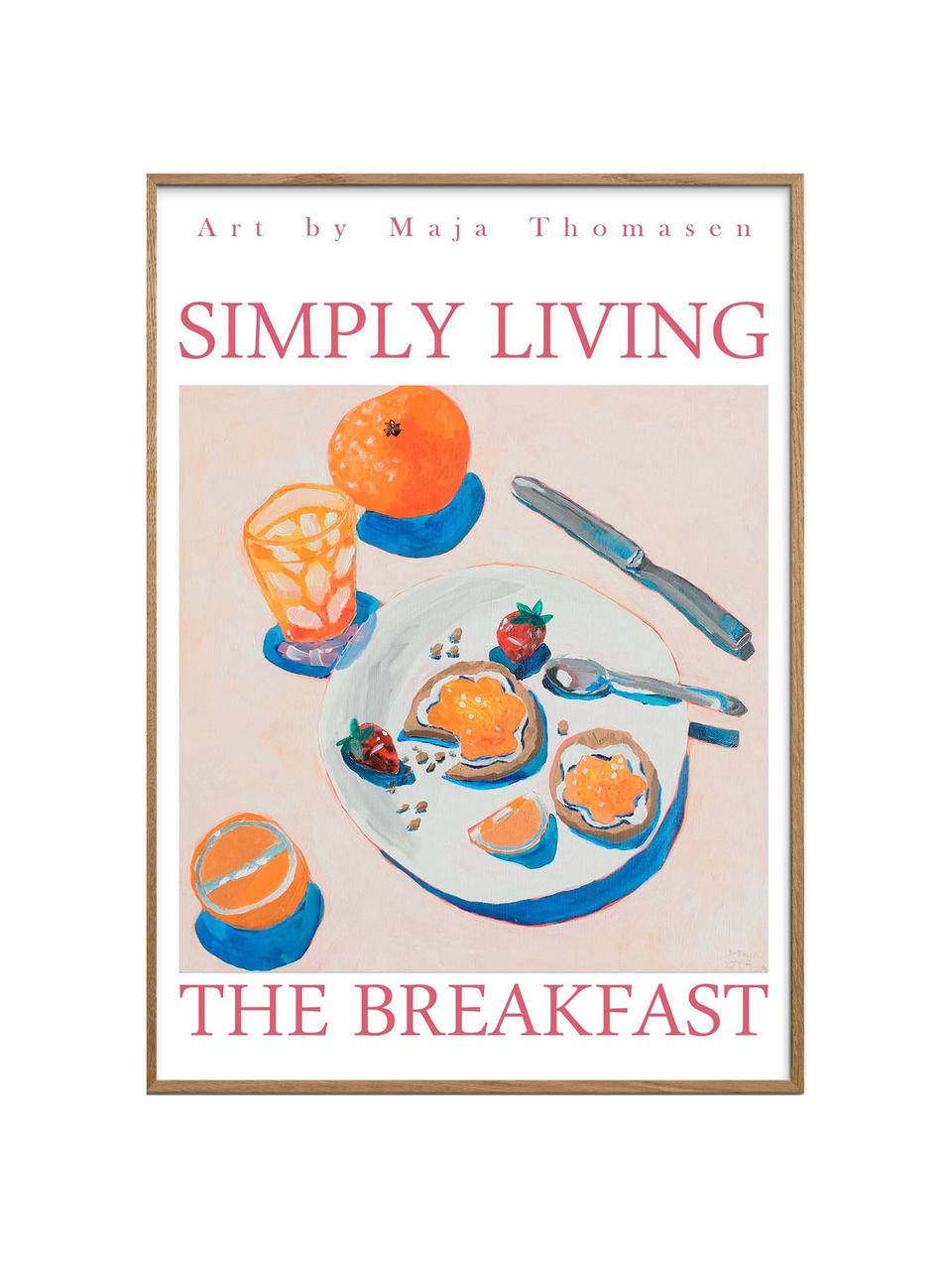 Poster The Breakfast, Wit, oranje, meerkleurig, B 30 x H 42 cm