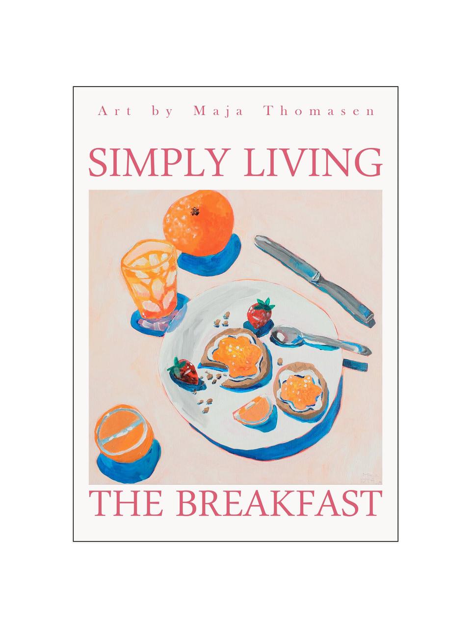 Poster The Breakfast, Weiss, Orange, Mehrfarbig, B 30 x H 40 cm