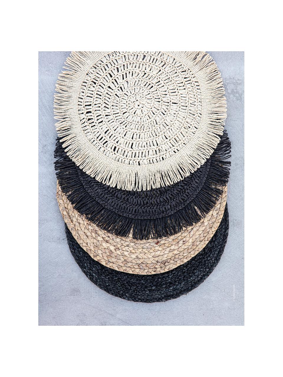 Set de table rond noir Gyula, Fibres de papier, Noir, Ø 40 cm