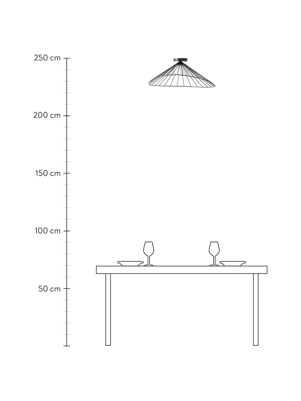 Deckenleuchte Silvan, Lampenschirm: Opalglas, Baldachin: Stahl, pulverbeschichtet, Schwarz, B 91 x H 34 cm