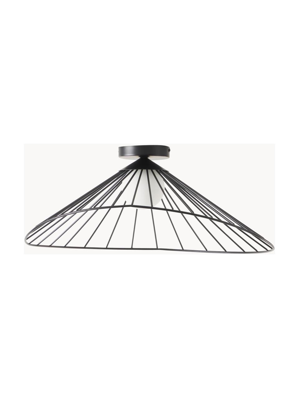 Plafondlamp Silvan, Lampenkap: opaalglas, Zwart, B 59 x H 24 cm