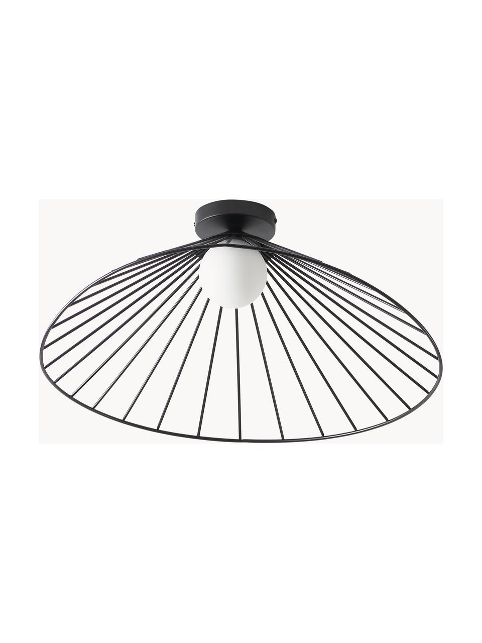 Plafondlamp Silvan, Lampenkap: opaalglas, Zwart, B 59 x H 24 cm