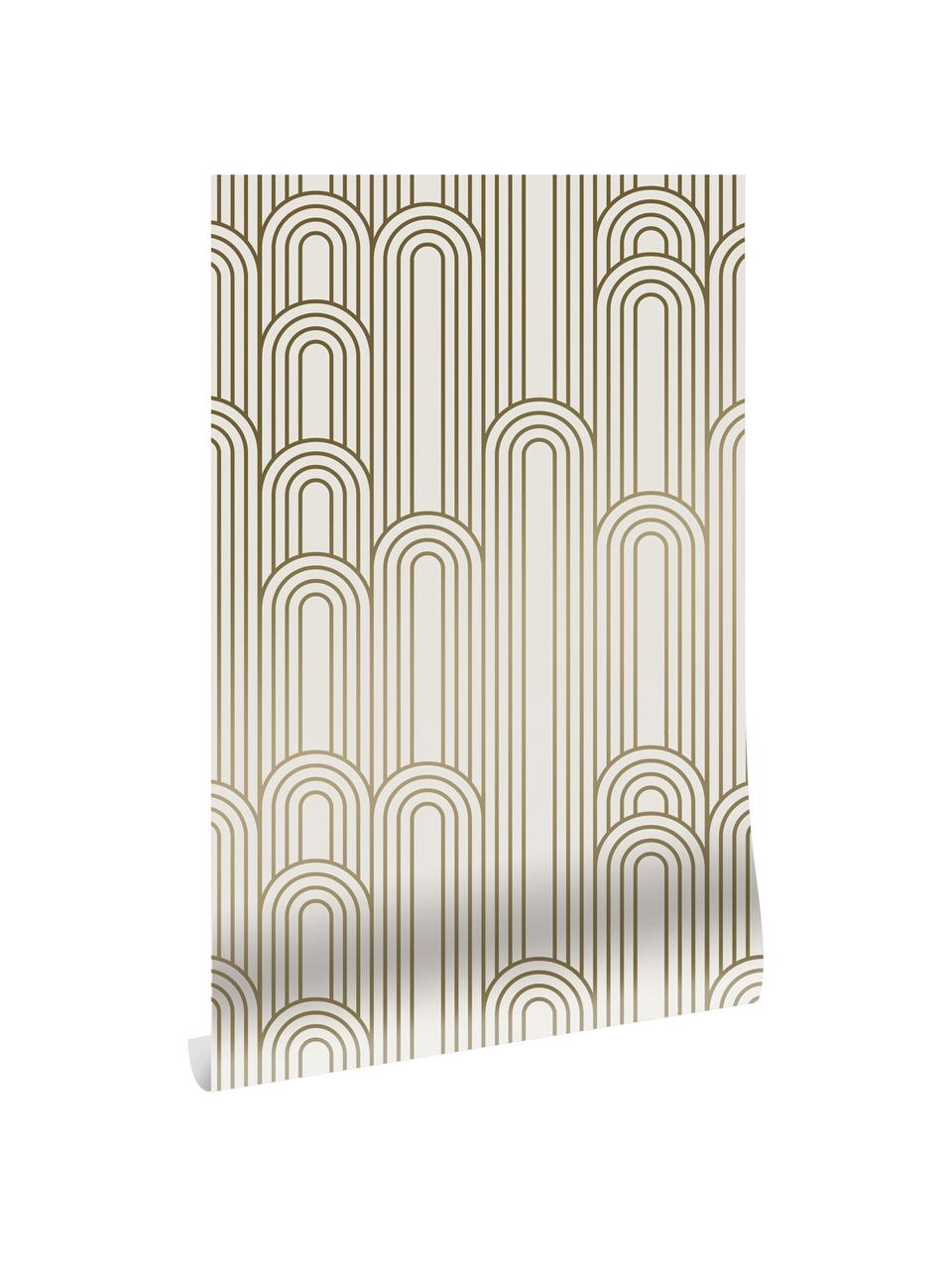 Carta da parati dorato Lines, Tessuto non tessuto, Beige, dorato, Larg. 100 x Alt. 280 cm