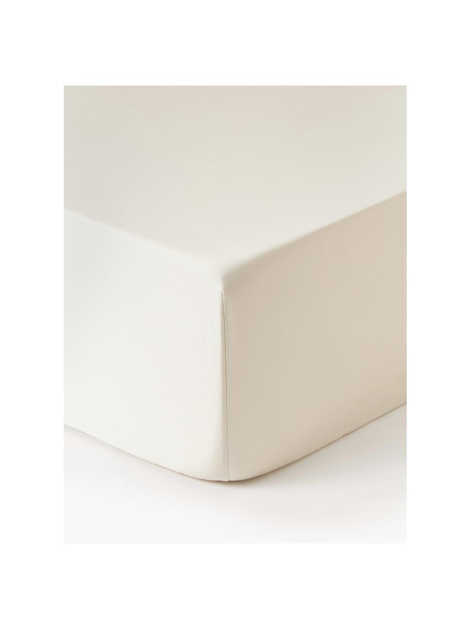Boxspring-Spannbettlaken Premium, Baumwollsatin, Webart: Satin Fadendichte 400 TC,, Off-White, B 90 x L 200 cm, H 35 cm