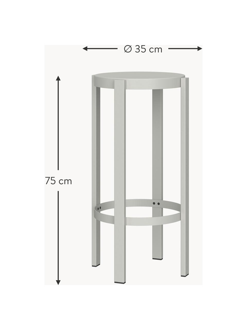 Tabouret de bar en métal Doon, haut. 75 cm, Acier, revêtement par poudre, Gris clair, Ø 35 x haut. 75 cm