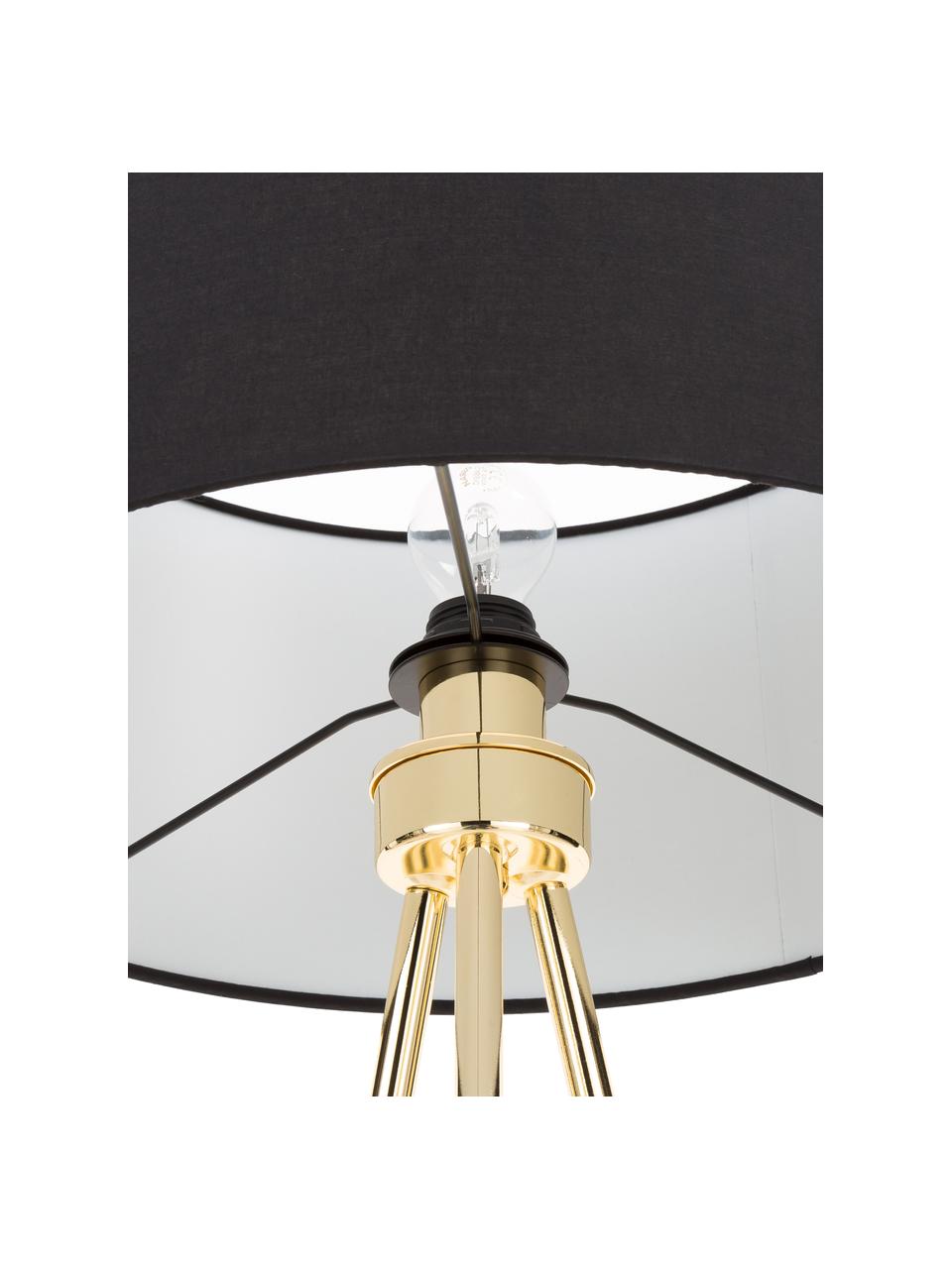 Lampada da terra con paralume in tessuto Cella, Paralume: miscela di cotone, Base della lampada: metallo, Nero, dorato, Ø 45 x Alt. 147 cm