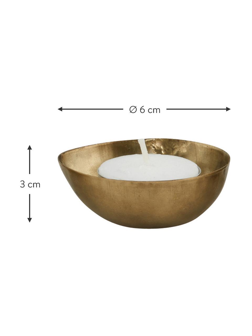 Teelichthalter Egg in organischer Form, 6 Stück, Metall, messingbeschichtet, Messingfarben, Ø 6 x H 3 cm