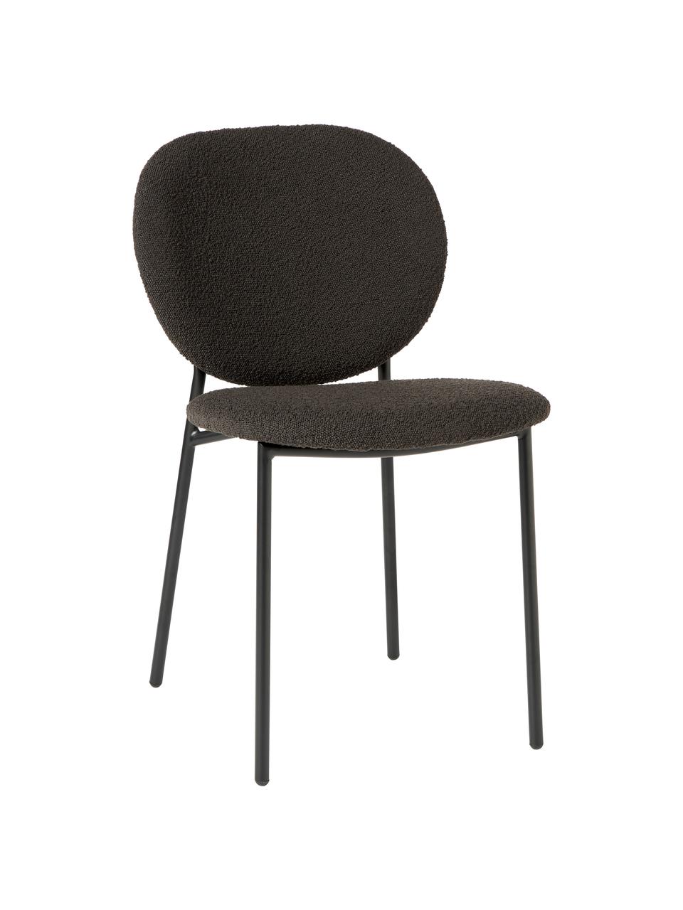 Bouclé čalouněné židle Ulrice, 2 ks, Černá, Š 47 cm, H 61 cm