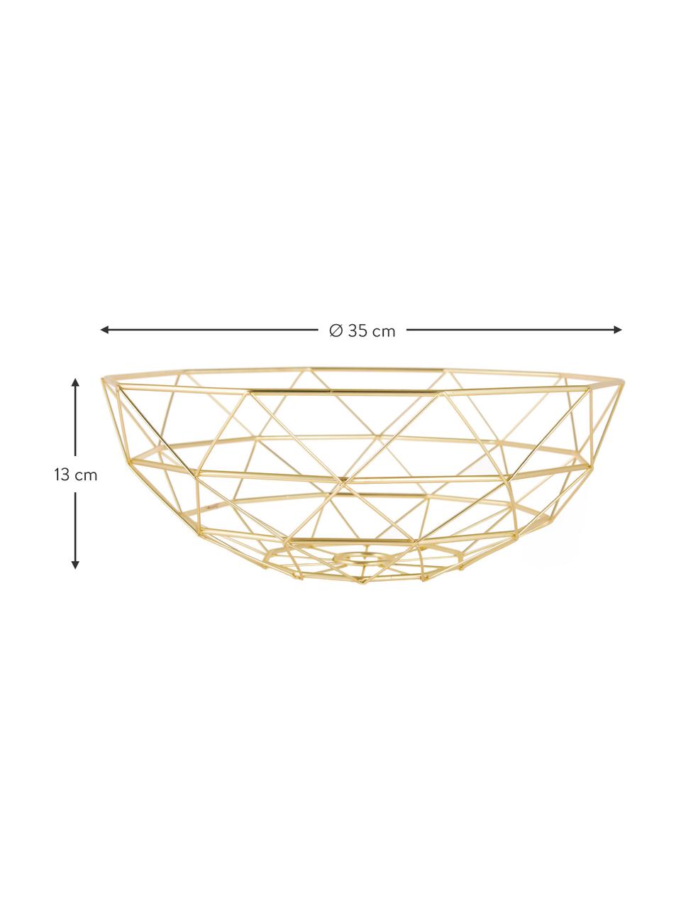 Corbeille de rangement Diamond Cut, Métal, Couleur dorée, Ø 35 x haut. 13 cm