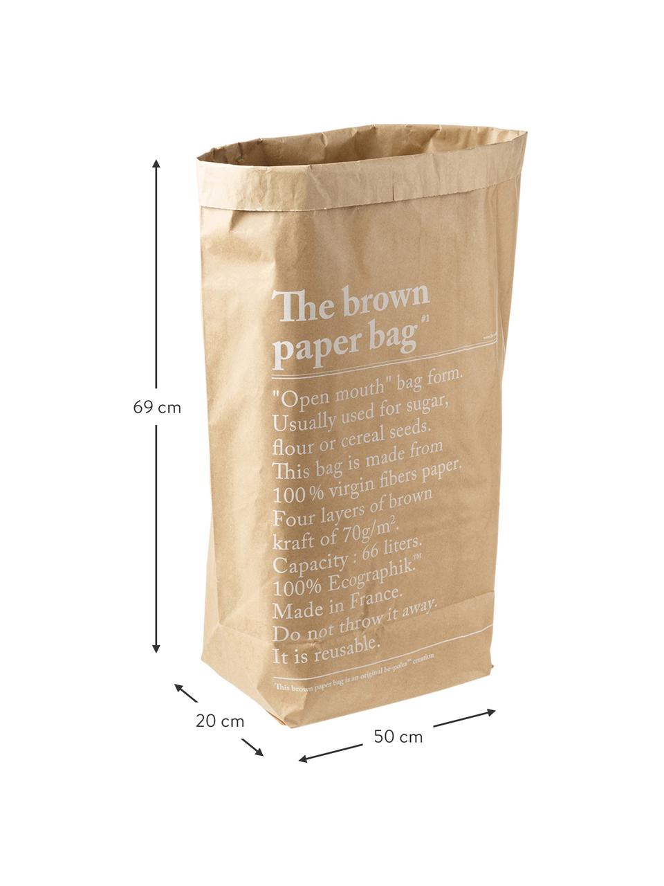 Úložný vak Le sac en kraft brun, Papír z čerstvých vláken, Hnědá, Š 50 cm, V 69 cm