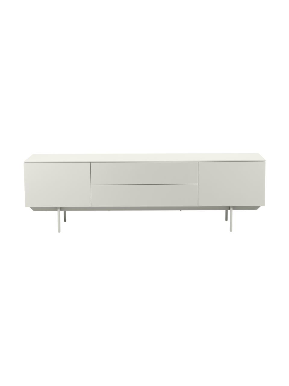 Credenza basse con ante Elyn, Greige lucido, Larg. 180 x Alt. 55 cm