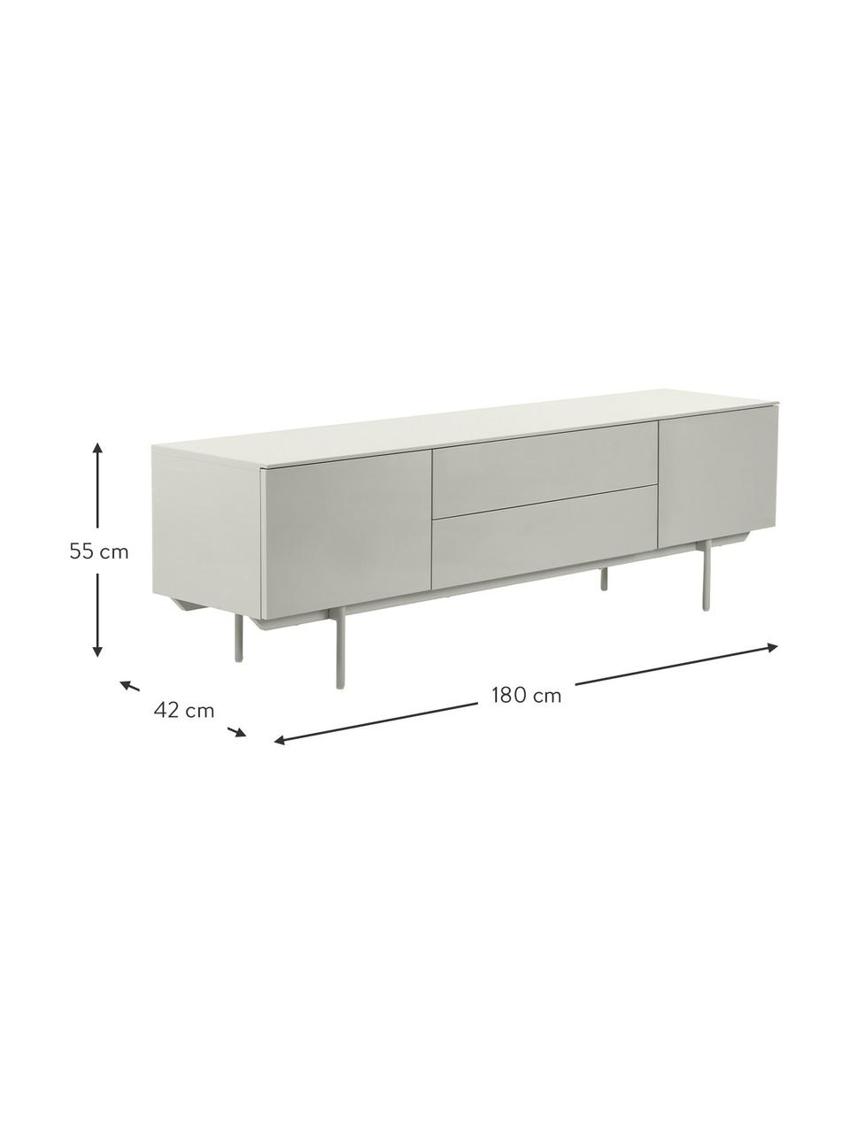 TV stolek s dvířky Elyn, Greige, lesklá, Š 180 cm, V 55 cm
