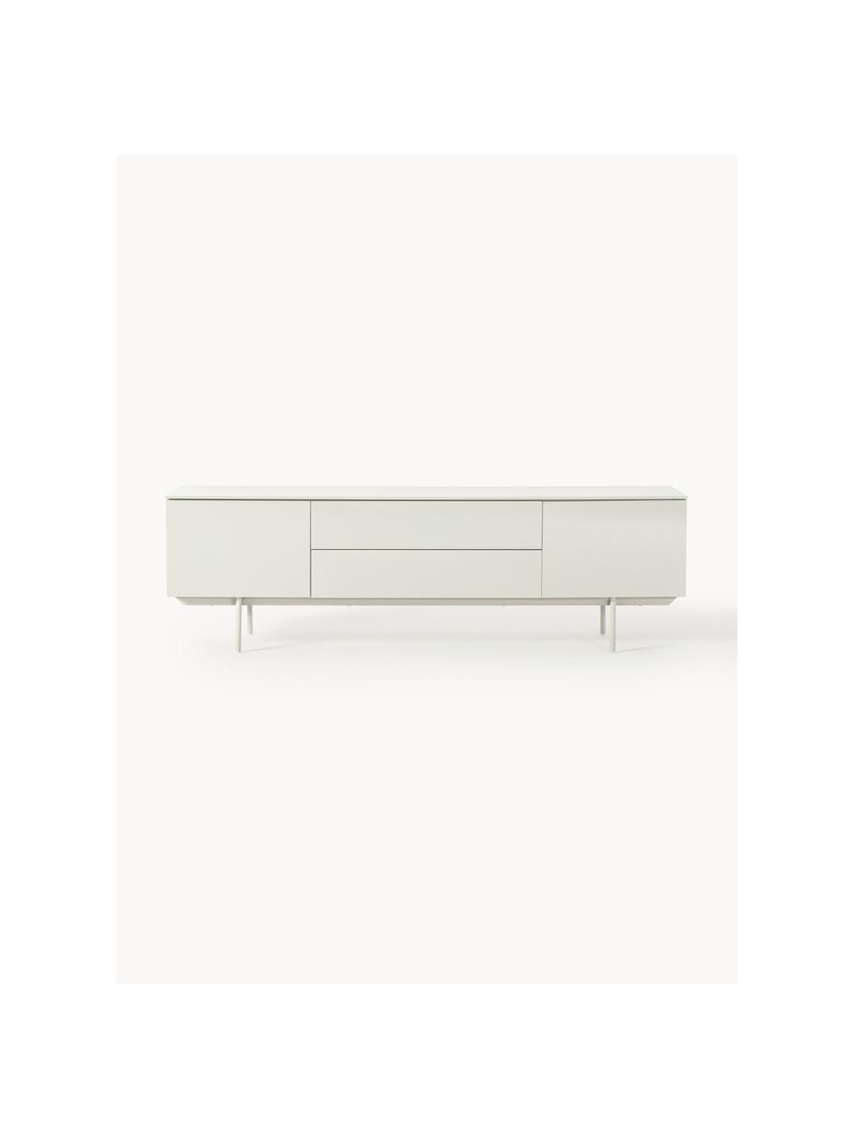 Credenza bassa Elona, Greige lucido, Larg. 180 x Alt. 55 cm