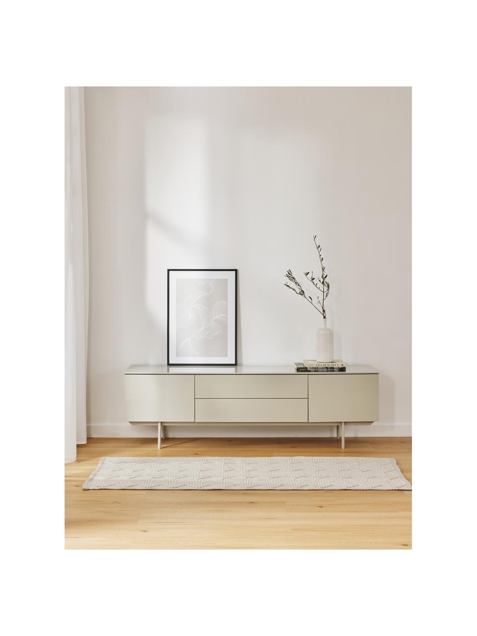 Credenza bassa Elona, Greige lucido, Larg. 180 x Alt. 55 cm