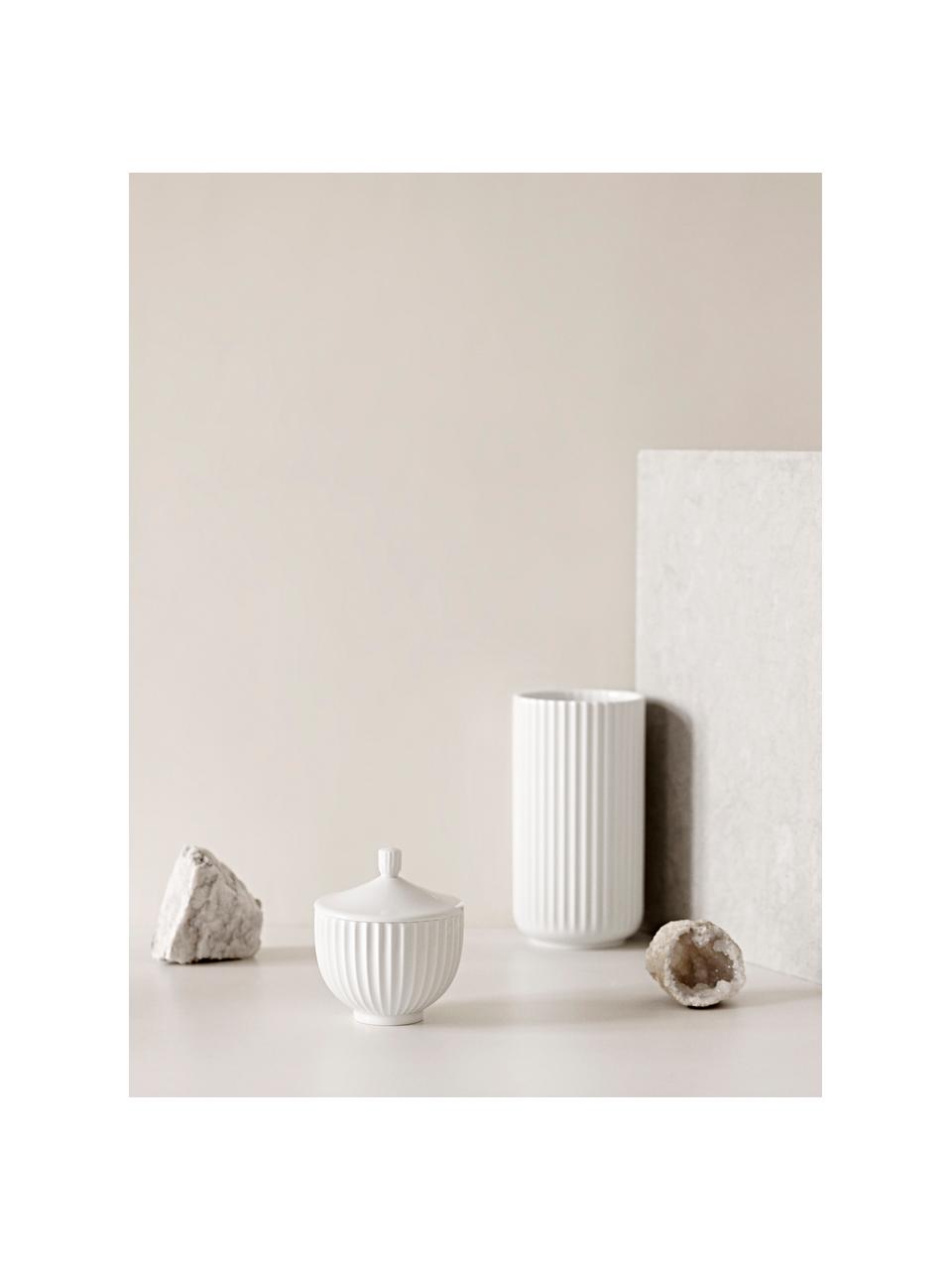 Bombonera de porcelana Lyngby, tamaños diferentes, Porcelana, Blanco, Ø 14 x Al 16 cm