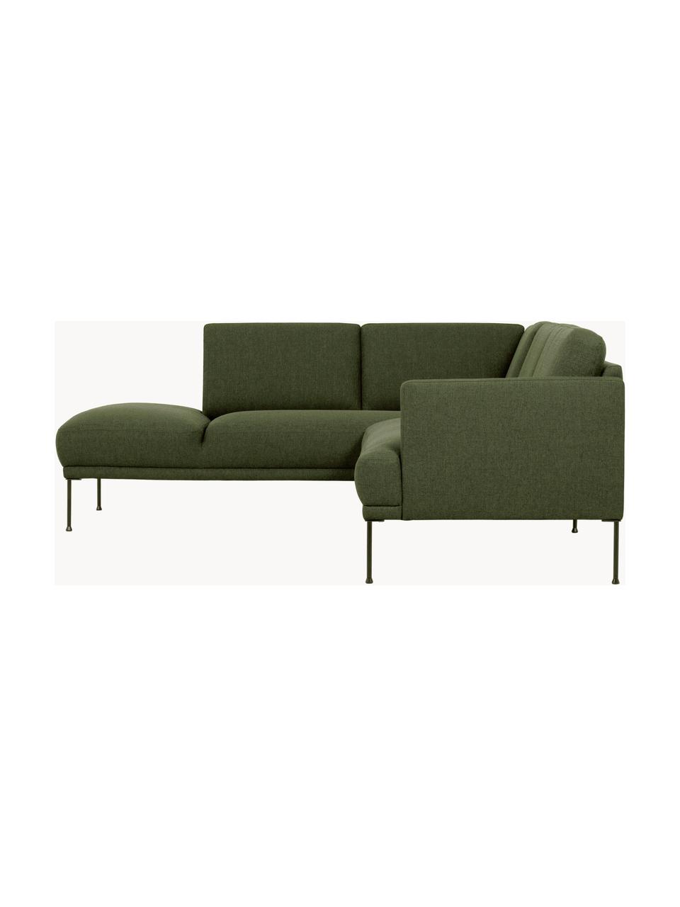 Ecksofa Fluente mit Metall-Füssen, Bezug: 100% Polyester Der hochwe, Gestell: Massives Kiefernholz, FSC, Webstoff Dunkelgrün, B 221 x T 200 cm, Eckteil links