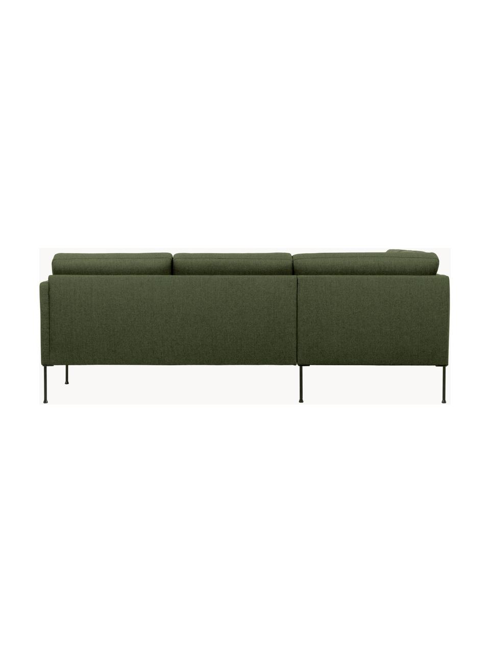 Ecksofa Fluente mit Metall-Füssen, Bezug: 100% Polyester Der hochwe, Gestell: Massives Kiefernholz, FSC, Webstoff Dunkelgrün, B 221 x T 200 cm, Eckteil links