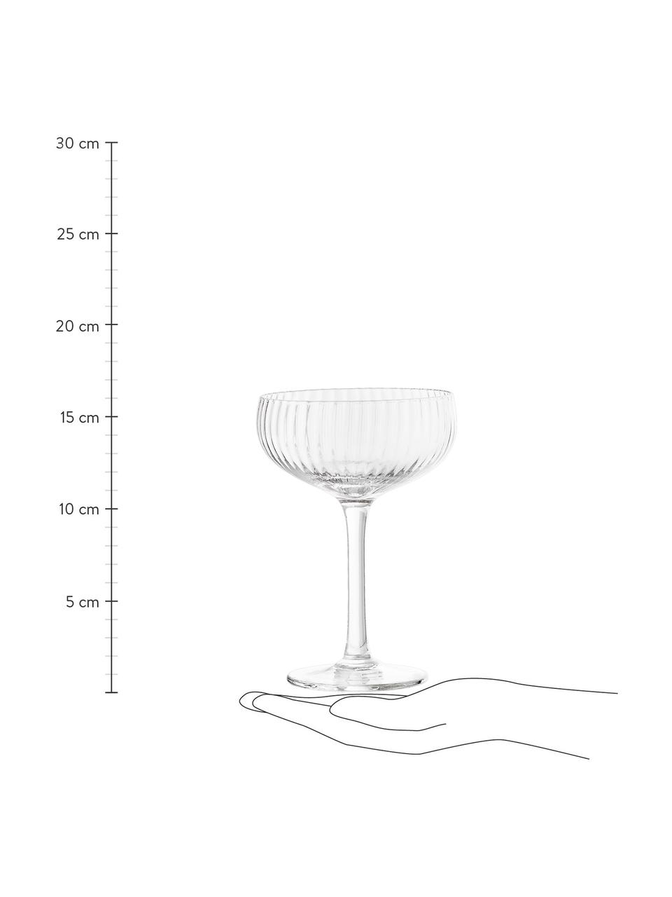 Champagnerschalen Astrid mit Rillenstruktur, 6 Stück, Glas, Transparent, Ø 11 x H 16 cm