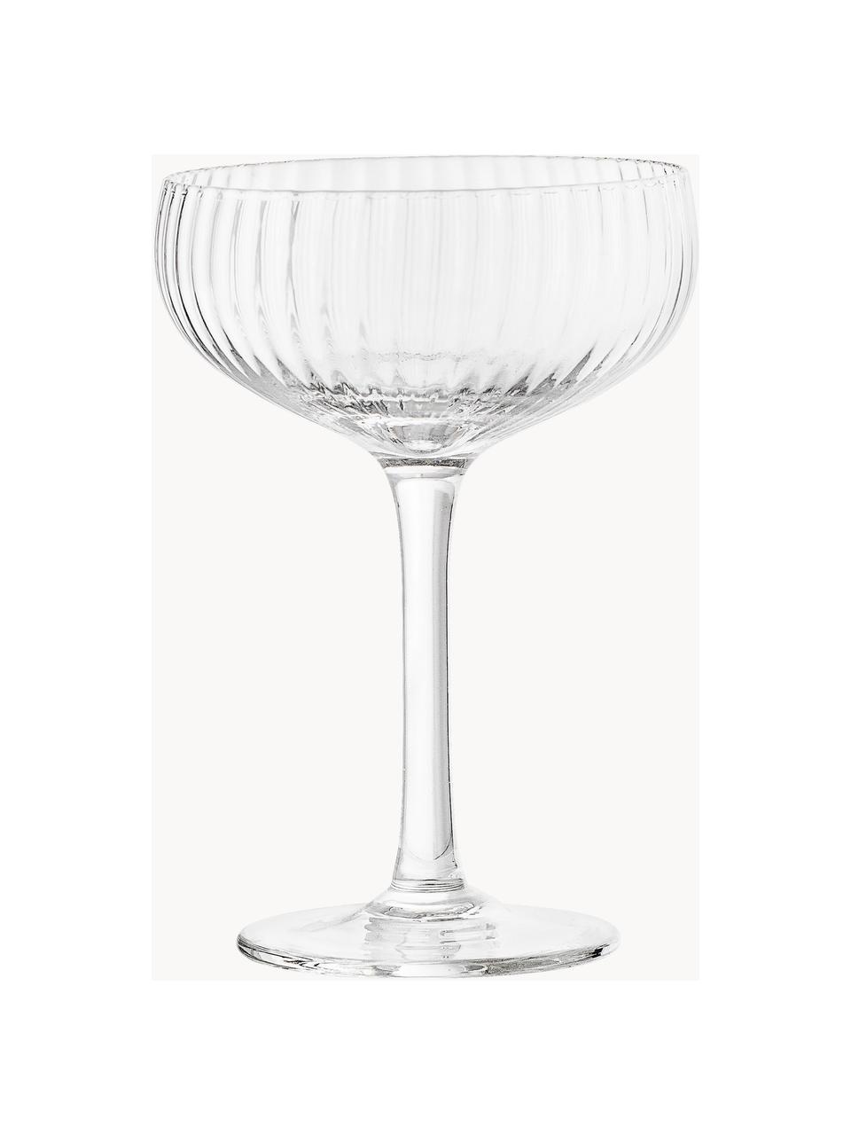 Champagneglazen Astrid met groefstructuur, 6 stuks, Glas, Transparant, Ø 11 x H 16 cm, 250 ml