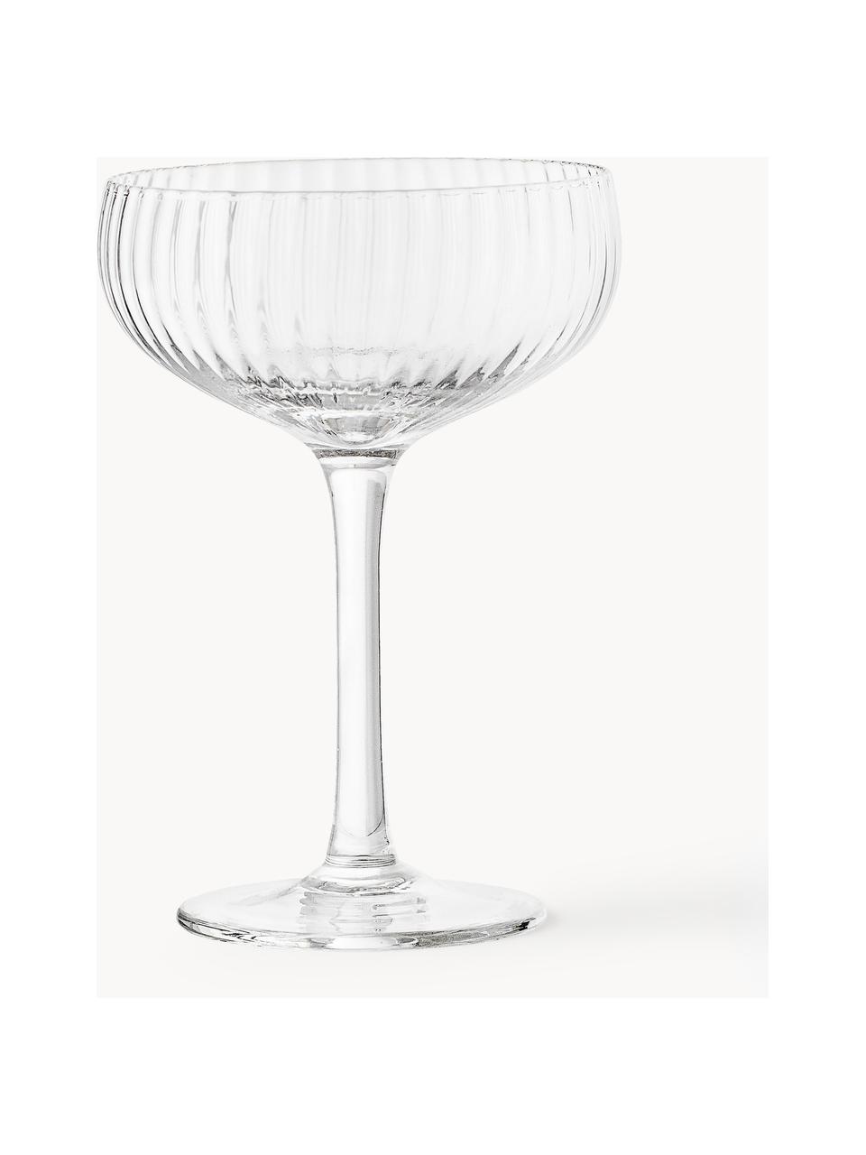 Champagneglazen Astrid met groefstructuur, 6 stuks, Glas, Transparant, Ø 11 x H 16 cm, 250 ml