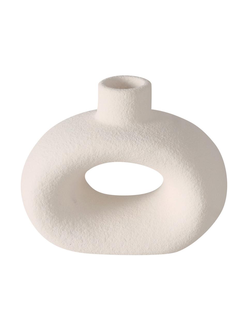 Set 2 candelabri in gres Rody, Gres, Bianco, taupe, opaco, Larg. 12 x Alt. 10 cm