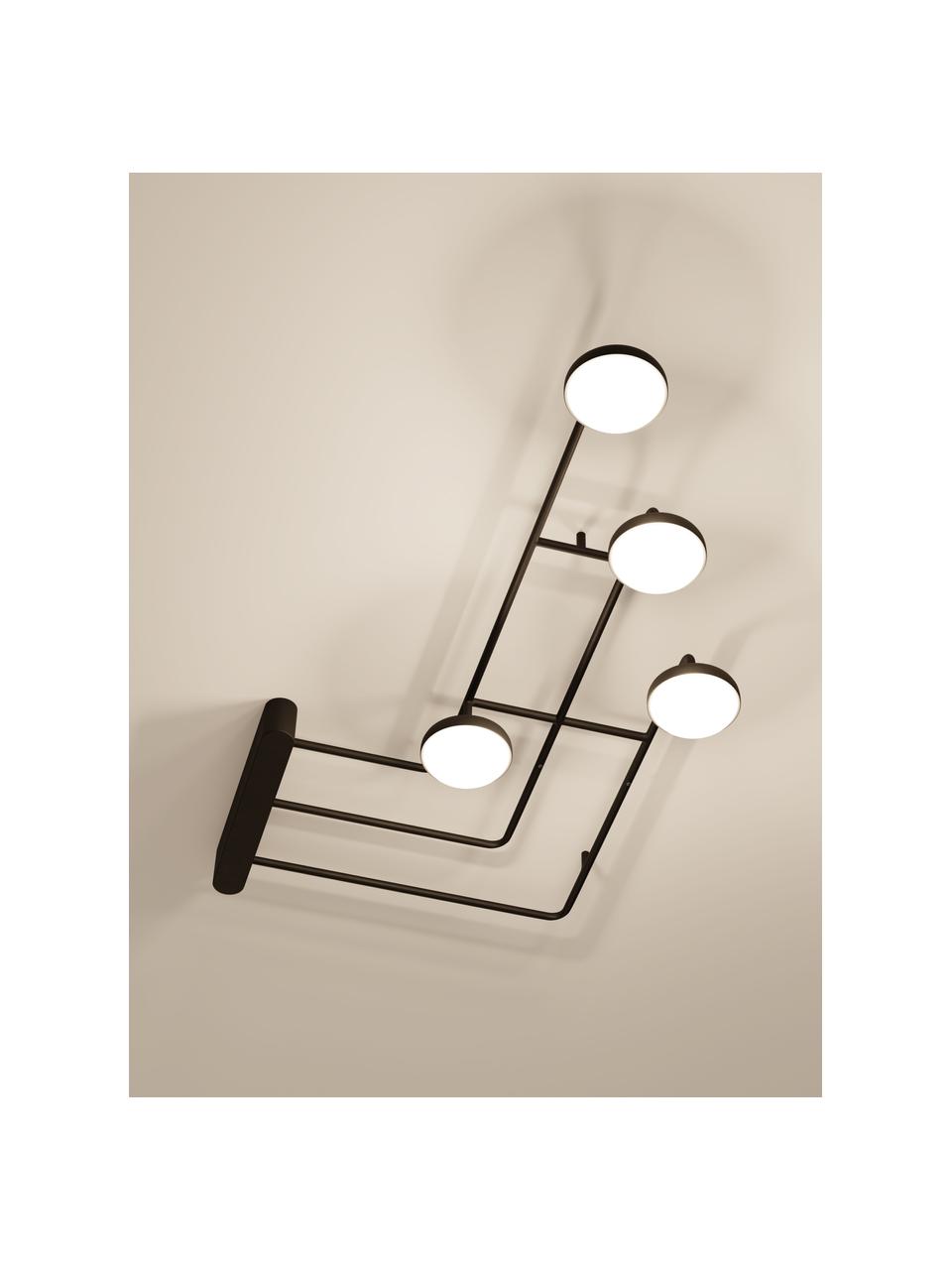 LED plafondlamp James, Lampenkap: opaalglas, Mat zwart, B 114 x H 15 cm