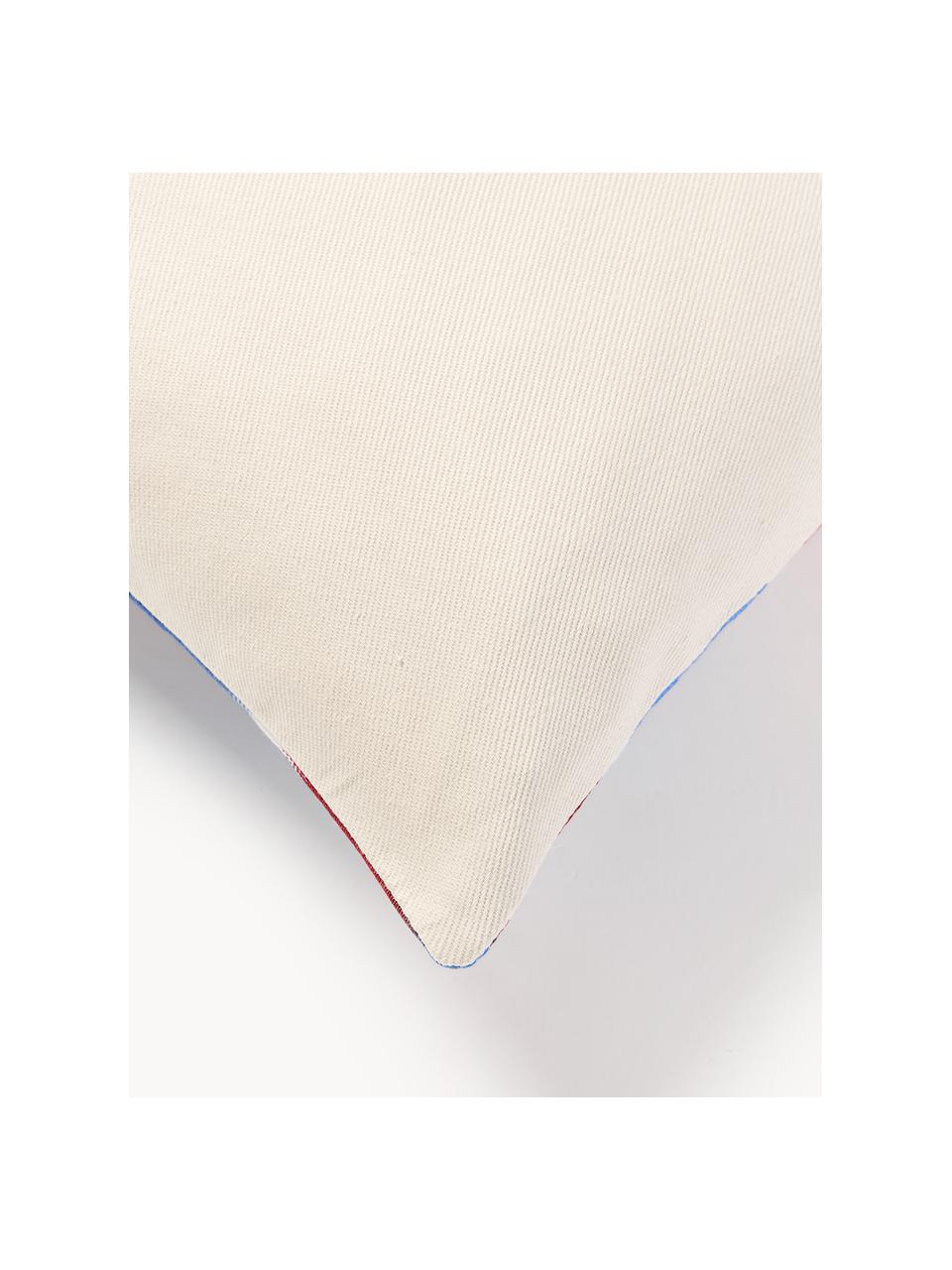 Seiden-Kissenhülle Silky mit abstraktem Muster, Vorderseite: 100 % Seide, Rückseite: 100 % Baumwolle, Graublau, Weinrot, Off White, B 40 x L 60 cm