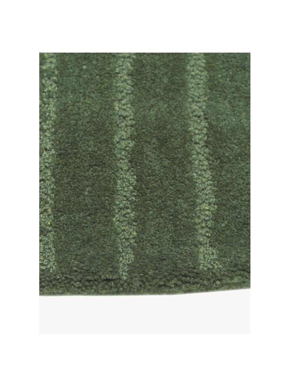 Okrúhly vlnený koberec Mason, ručne tuftovaný, Tmavozelená, Ø 120 cm (veľkosť S)