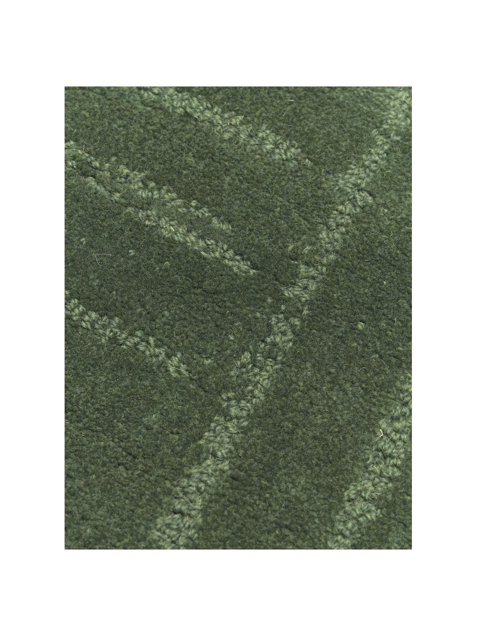 Tappeto rotondo in lana fatto a mano Mason, Retro: 100% cotone Nel caso dei , Verde scuro, Ø 120 cm (taglia S)