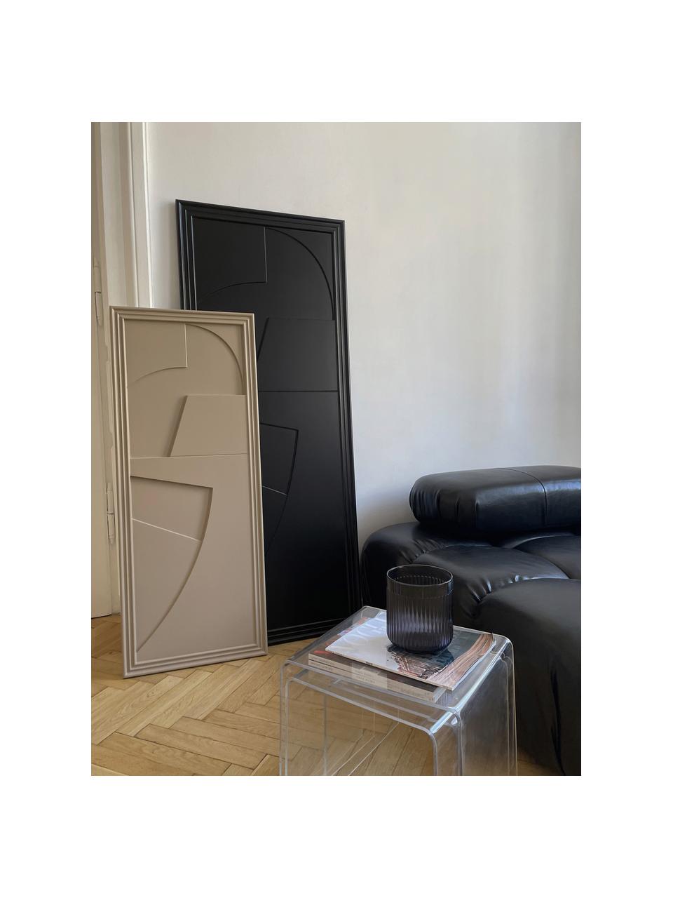Handgemaakt wandobject Verto, Frame: hout, satijn, Greige, B 45 x H 115 cm