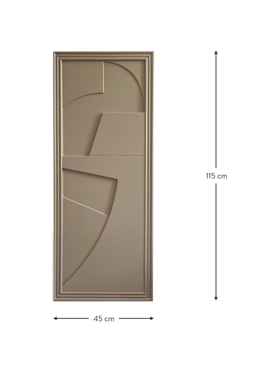 Decoración de pared artesanal Verto, Estructura: madera con acabado satina, Tablero: fibra de densidad media (, Greige, An 45 x Al 115 cm