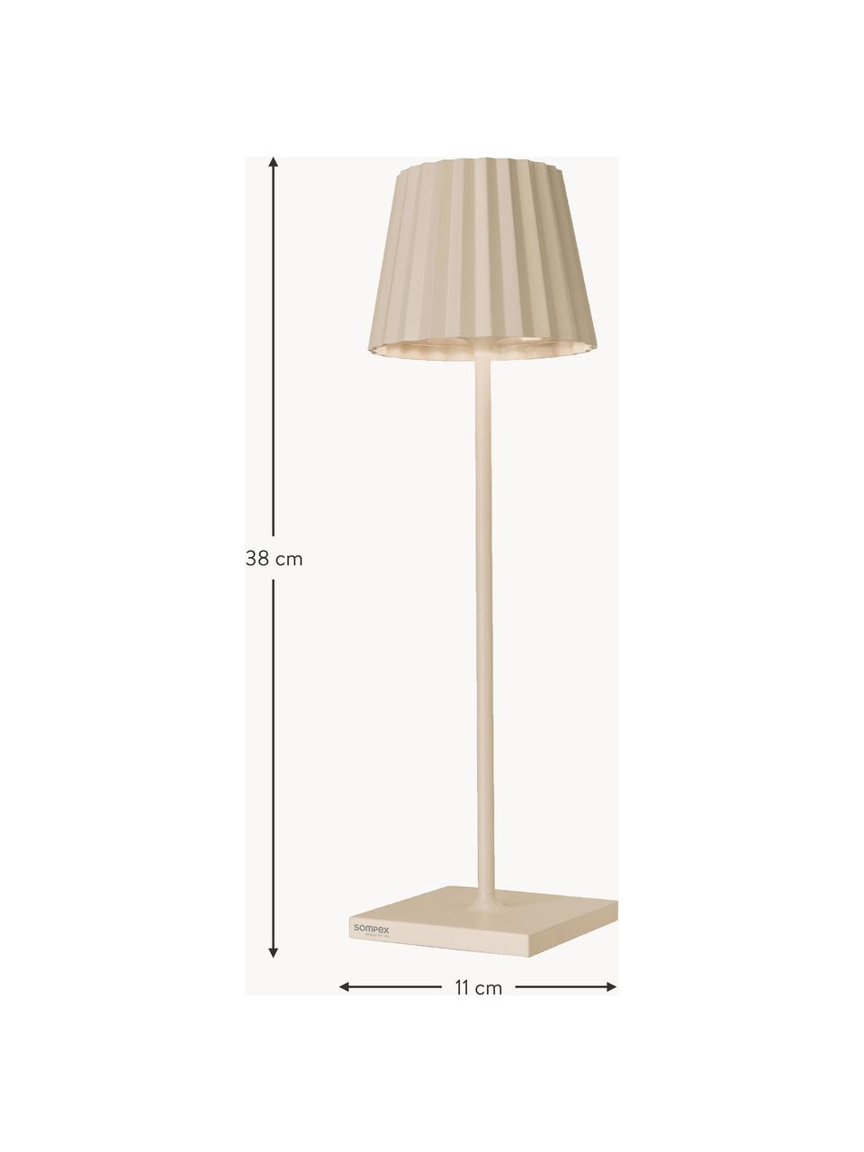 Mobiele dimbare LED outdoor tafellamp Trellia, Lamp: gecoat aluminium, Lichtbeige, Ø 11 x H 38 cm