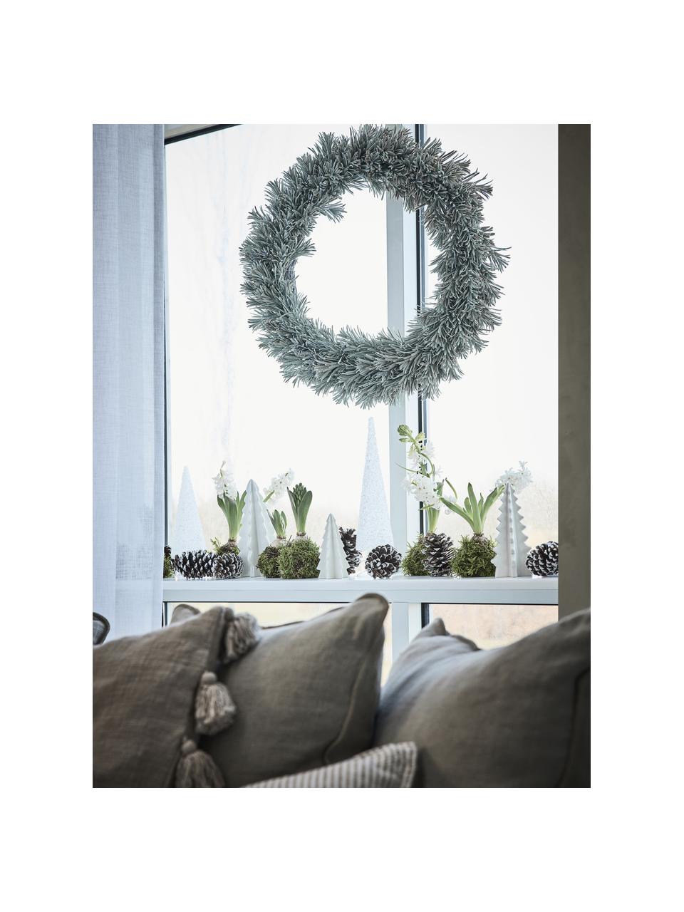 Couronne de Noël Vintia, Ø 65 cm, Plastique (ABS), laqué, certifié Greenguard, Vert foncé, enneigé, Ø 65 x haut. 8 cm