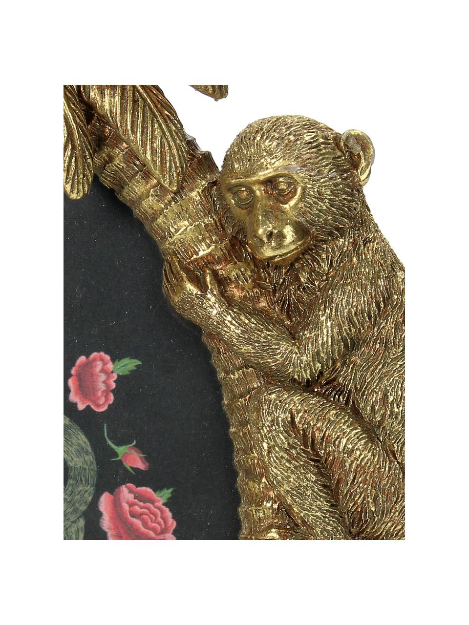 Bildrahmen Monkey, Polyresin, Goldfarben, 10 x 15 cm