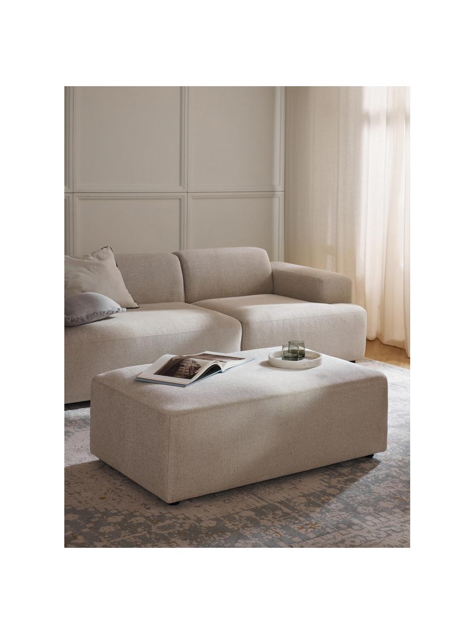 XL poef Melva, B 116 x D 72 cm, Bekleding: 100% polyester Met 45.000, Frame: massief grenen- en sparre, Poten: kunststof Dit product is , Geweven stof lichtbeige, B 116 x D 72 cm