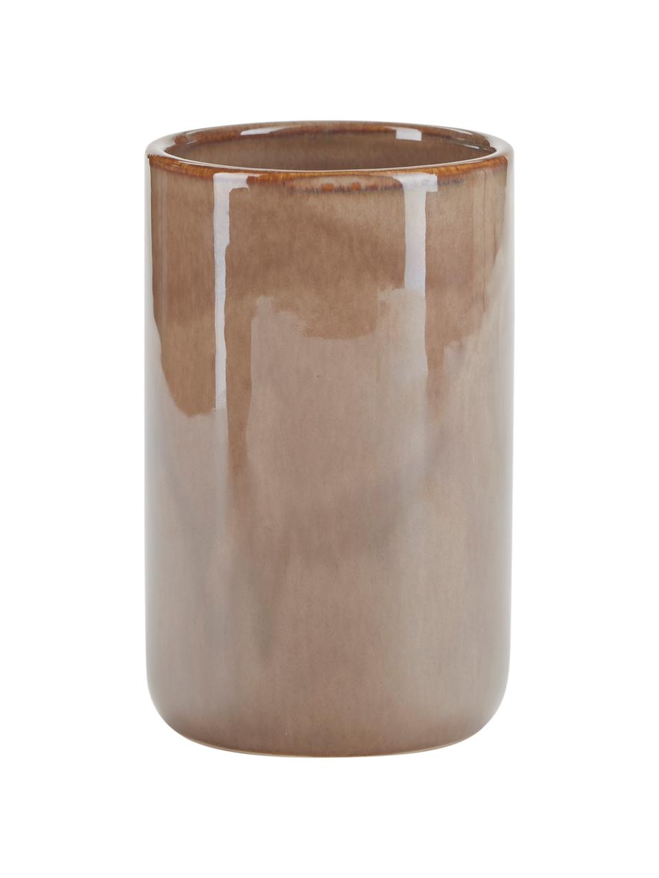 Zahnputzbecher Tin aus Keramik in Braun, Keramik, Braun, Ø 8 x H 12 cm