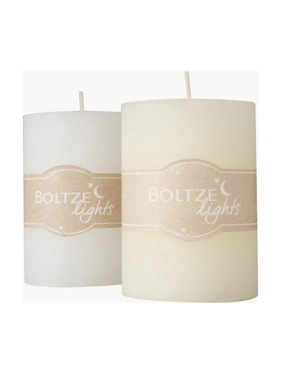 Bougies piliers de cire Basic, 2 élém., haut. 10 cm, Cire, Blanc, blanc crème, Ø 7 x haut. 10 cm