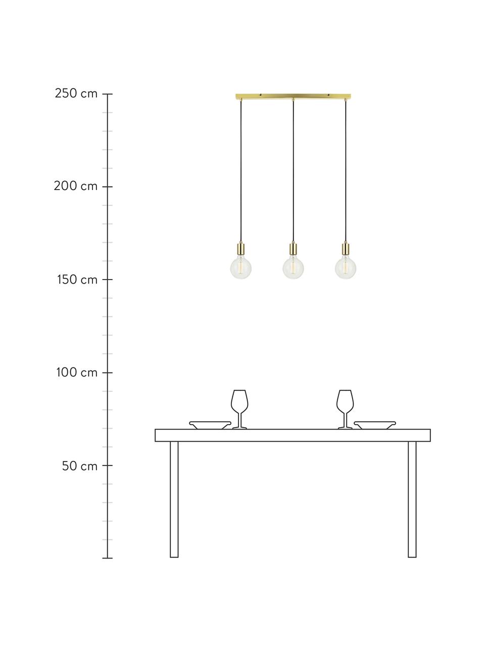 Lampada a sospensione in ottone Sky, Baldacchino: metallo ottonato, Dorato, nero, Larg. 68 x Alt. 145 cm