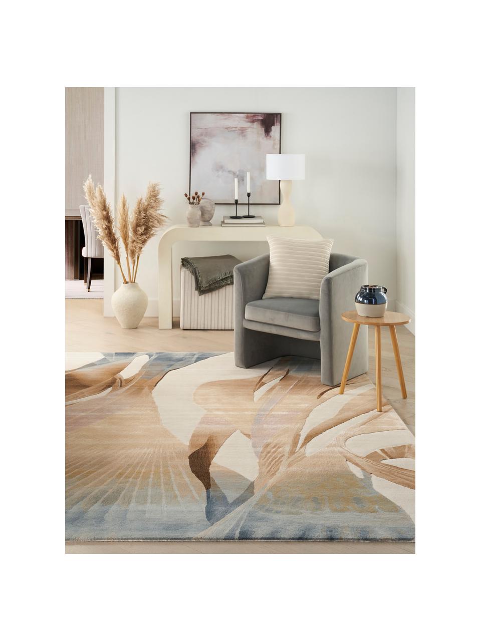 Handgewebter Kurzflor-Teppich Prismatic mit Hoch-Tief-Effekt, Grautöne, Beigetöne, Brauntöne, B 120 x L 180 cm (Größe S)