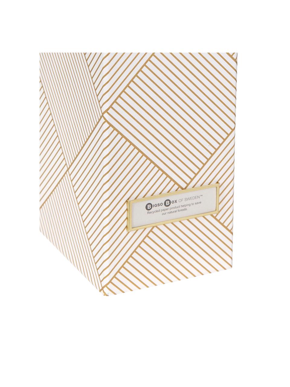 Tijdschriftencassette Viktoria, Organizer: stevig gelamineerd karton, Goudkleurig, wit, B 10 x H 32 cm