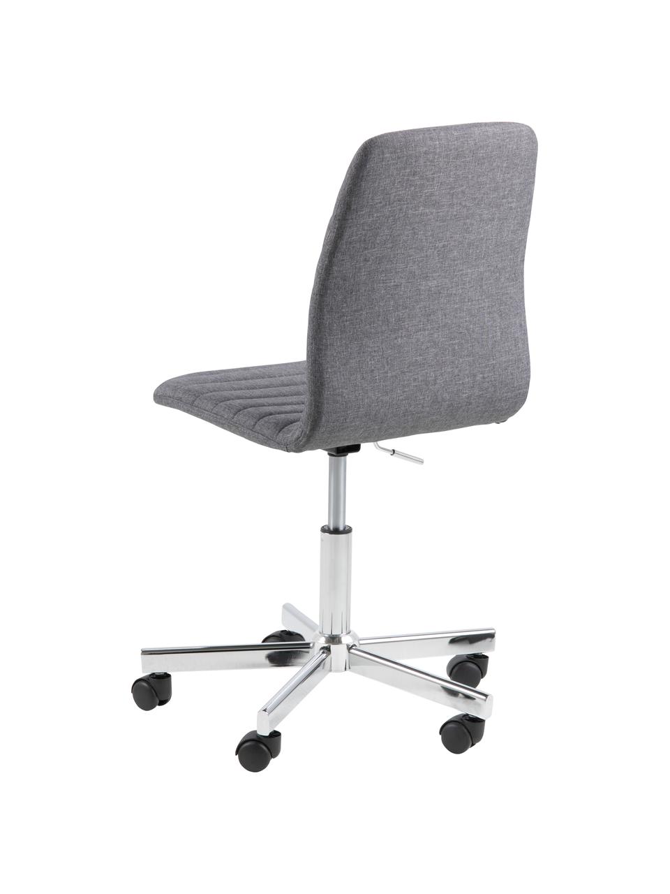 Sedia da ufficio girevole Amanda, Rivestimento: poliestere, Gambe: metallo cromato, Ruote: plastica, Grigio, cromo, Larg. 61 x Prof. 52 cm