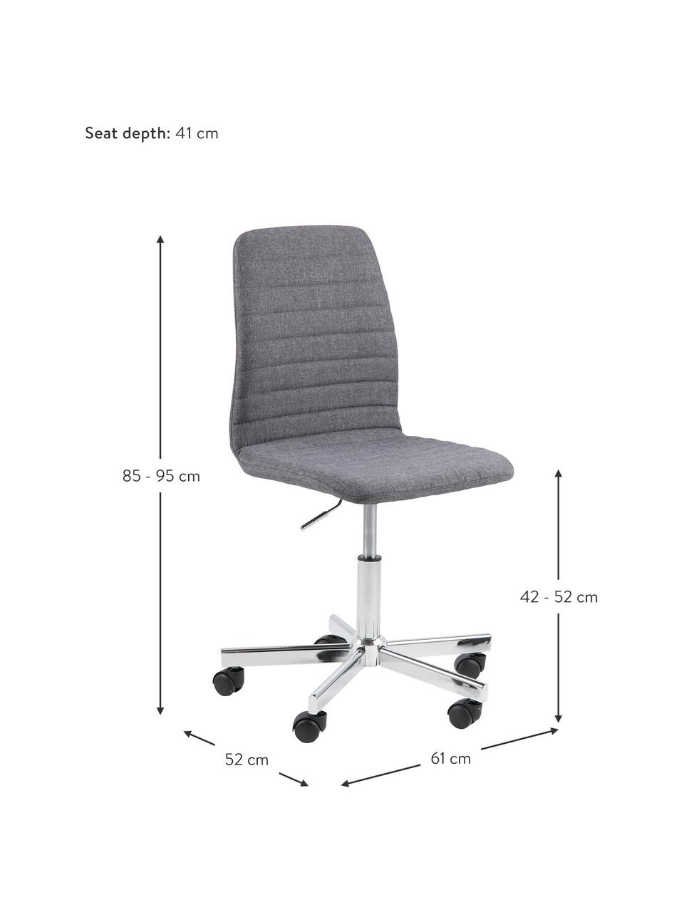 Krzesło biurowe Amanda, obrotowe, Tapicerka: poliester, Nogi: metal chromowany, Szary, chrom, S 61 x G 52 cm
