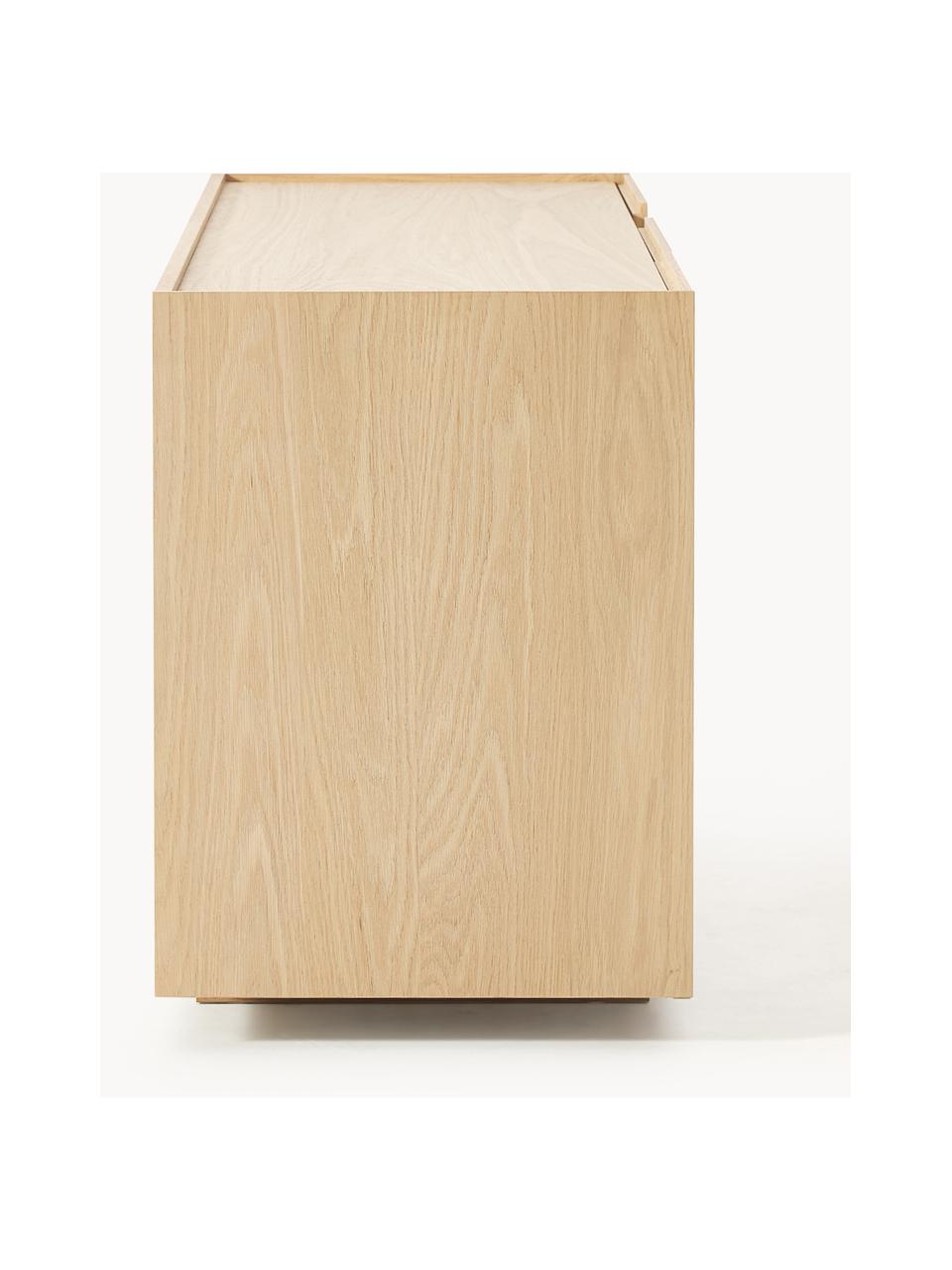 Houten dressoir Larsen, Frame: spaanplaat met eikenhoutf, Poten: massief eikenhout Dit pro, Gelakt eikenhout, B 200 x H 67 cm