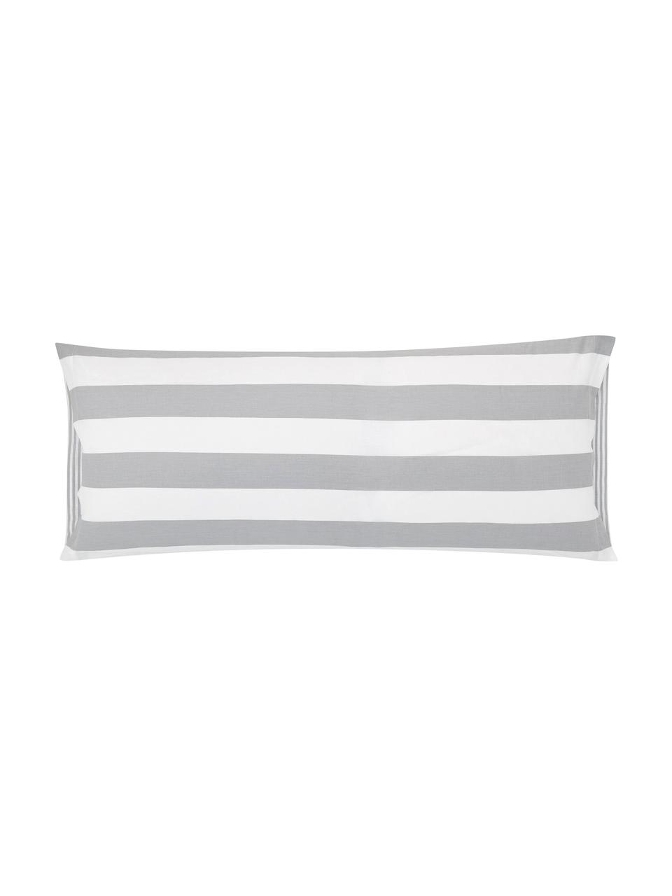 Funda de almohada de algodón Lorena, Gris claro, blanco crema, An 45 x L 110 cm