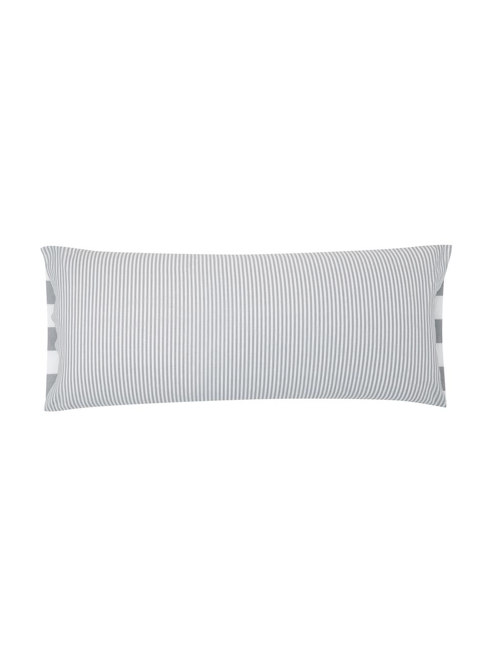 Funda de almohada de algodón Lorena, Gris claro, blanco crema, An 45 x L 110 cm