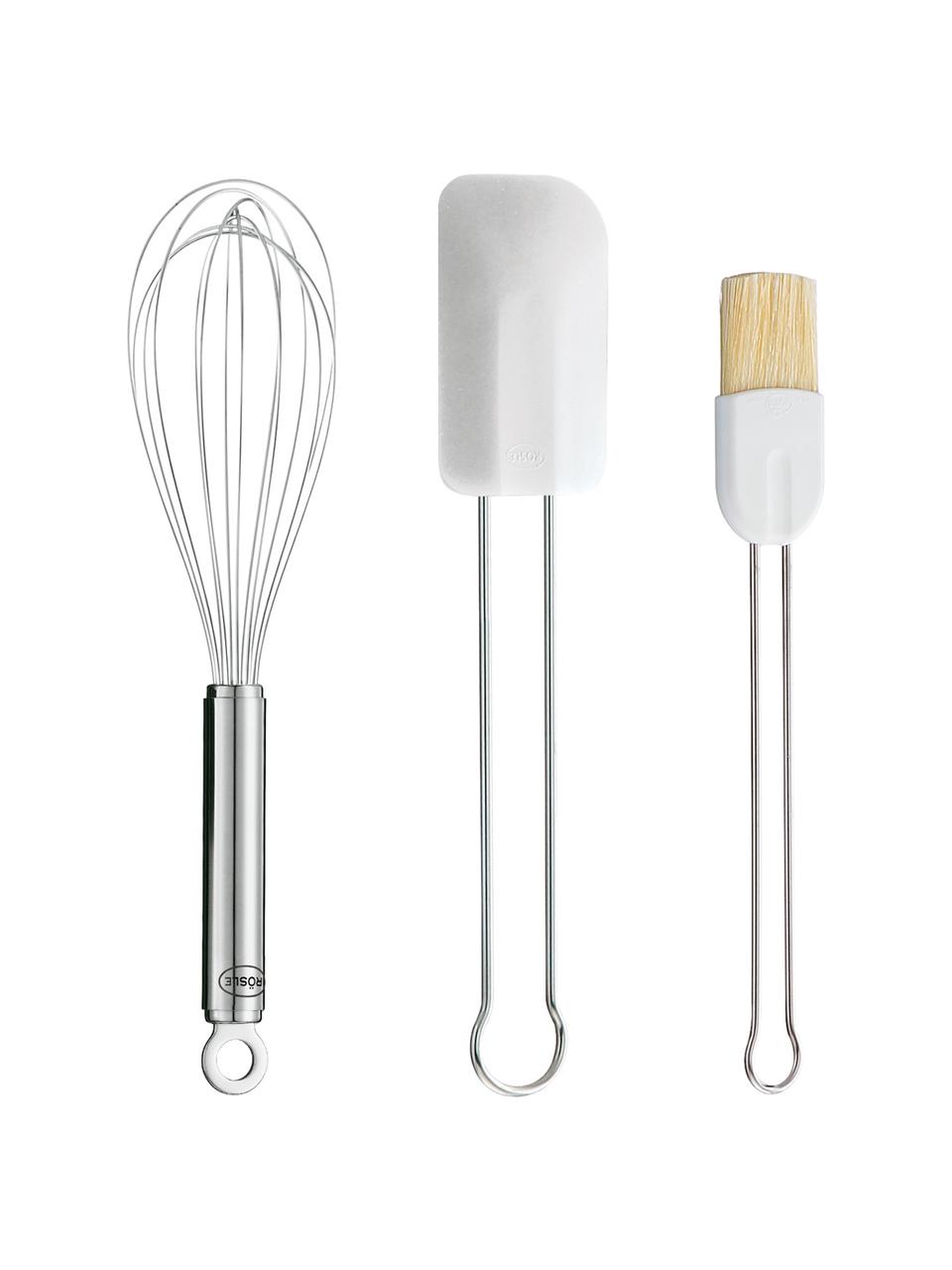 Set utensili da cucina Dough 3 pz, Acciaio inossidabile, silicone, Bianco, acciaio inossidabile, Set in varie misure