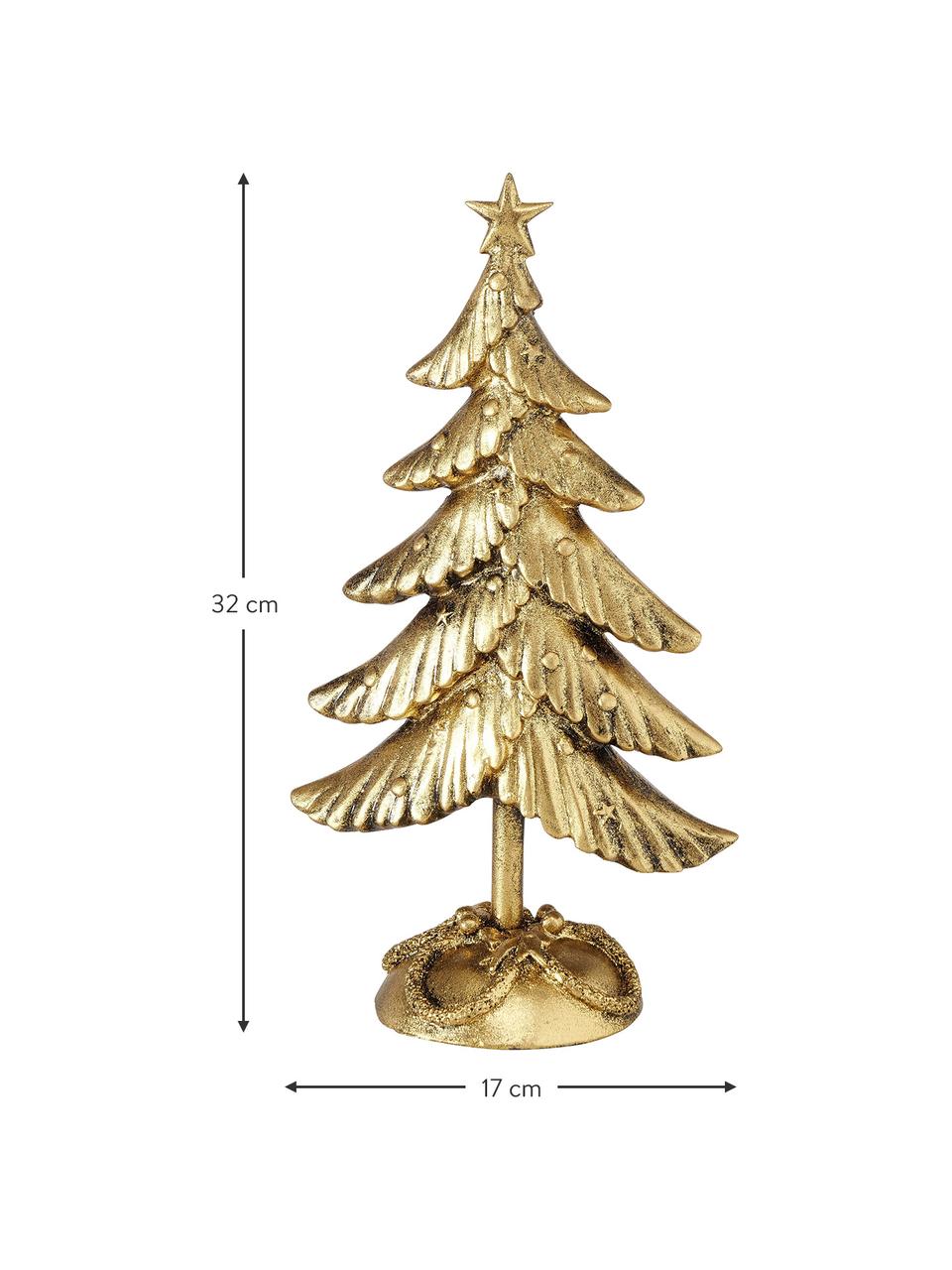 Decoratieve kerstboom Ville in goudkleurig, Kunsthars, Goudkleurig, B 17 x H 32 cm