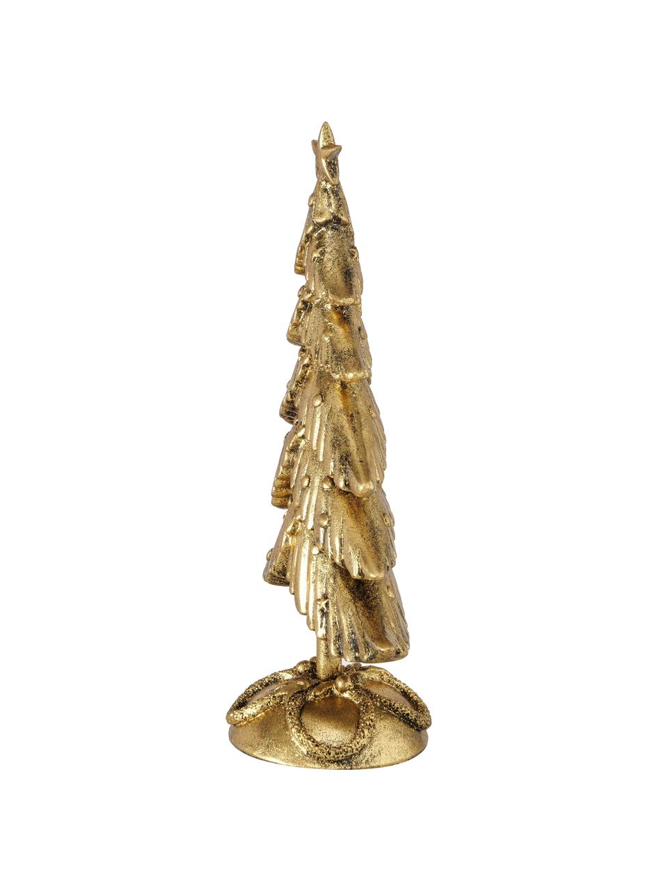 Decoratieve kerstboom Ville in goudkleurig, Kunsthars, Goudkleurig, B 17 x H 32 cm