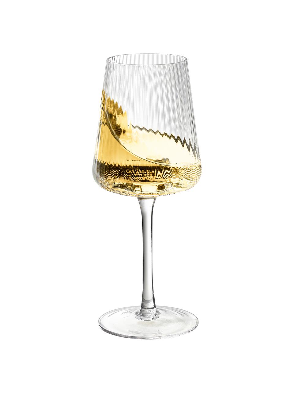Ručně vyrobené sklenice na bílé víno s rýhovaným povrchem Cami, 4 ks, Foukané sklo, Transparentní, Ø 8 cm, V 22 cm