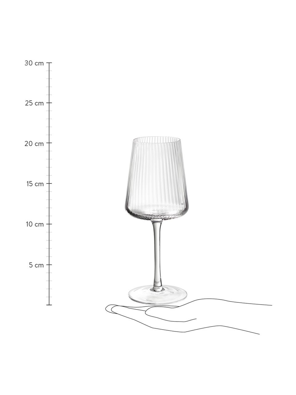 Ručně vyrobené sklenice na bílé víno s rýhovaným povrchem Cami, 4 ks, Foukané sklo, Transparentní, Ø 8 cm, V 22 cm